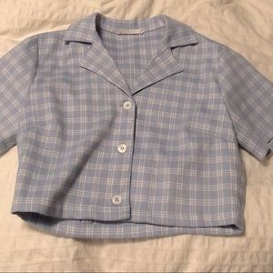 XS Blue Elodie Collard Crop Top